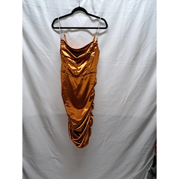 NWT SexyChained Spaghetti Strap BodyconRuched Dress Lg - Picture 2 of 7